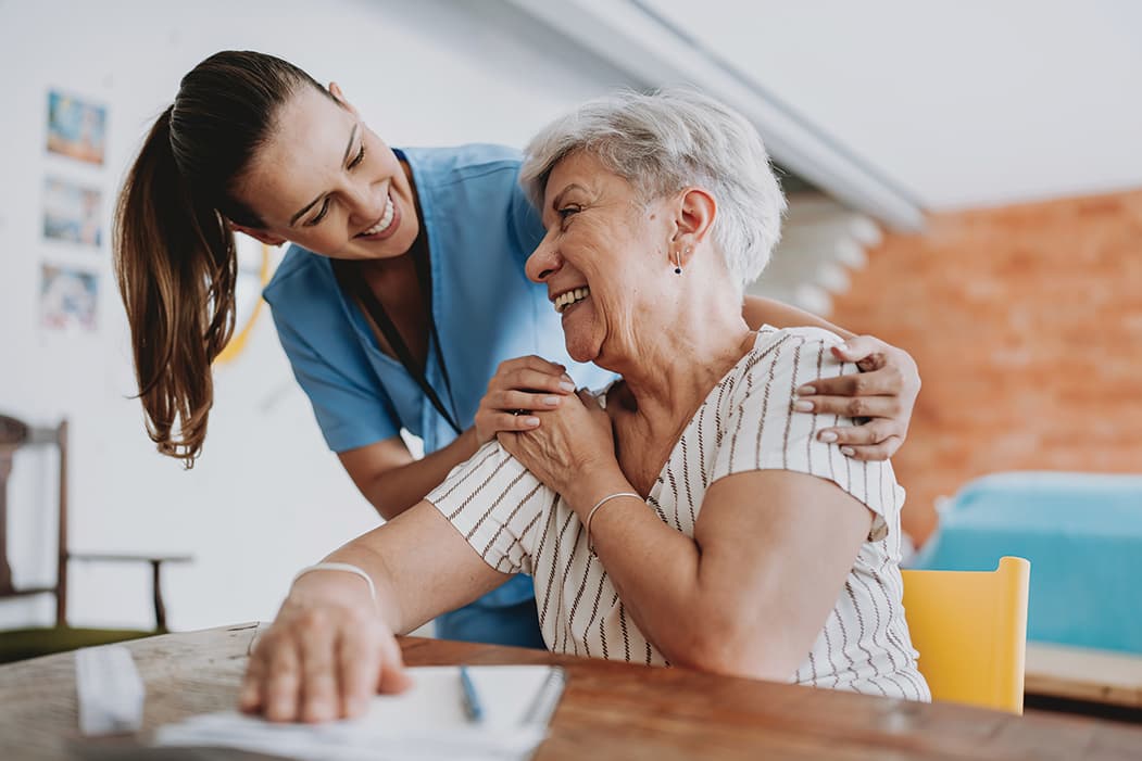 Caregiver with patient